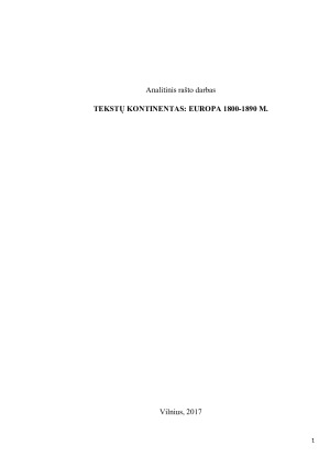 TEKSTŲ KONTINENTAS EUROPA 1800-1890 M.