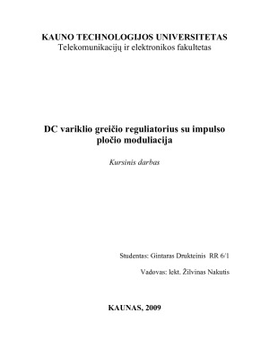 DC variklio greičio reguliatorius su impulso pločio moduliacija. Kursinis