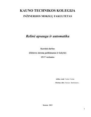 Elektros sistemų patikimumas ir kokybė. Kursinis
