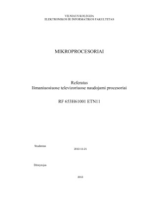 Išmaniuosiuose televizoriuose naudojami procesoriai. Paveikslėlis 1