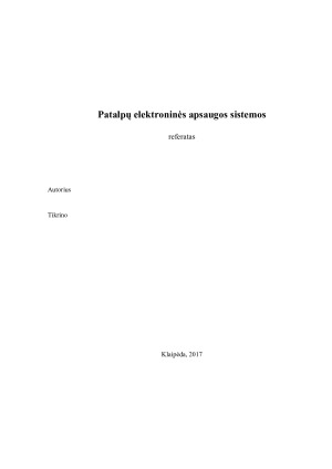 Patalpų elektroninės apsaugos sistemos