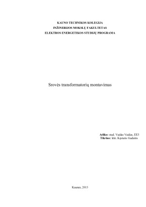 Srovės transformatorių montavimas