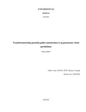 Transformatorinių pastočių galios nustatytmas ir jų pastatymo vietos parinkimas