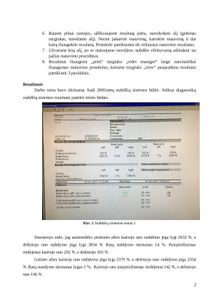 Stabdžių sistemos patikra BSA diagnostiniu stendu. Paveikslėlis 2