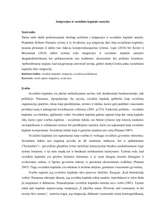Imigracijos ir socialinio kapitalo santykis