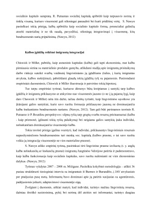 Kalbos įgūdžiai kaip socialinio kapitalo aspektas ir jų vaidmuo imigrantų integracijoje. Paveikslėlis 2