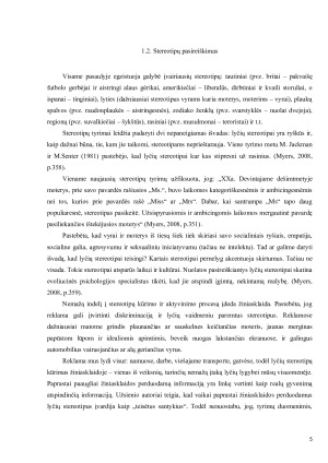 KELIŲ STEREOTIPŲ PASIREIŠKIMO ATVEJŲ PRISTATYMAS. Paveikslėlis 5