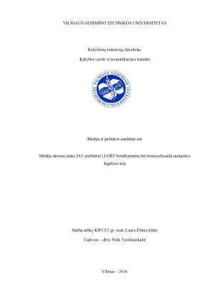 Medijų daroma įtaka JAV požiūriui į LGBT bendruomenę bei homoseksualų santuokos legalizavimą. Paveikslėlis 1