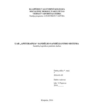 UAB „APITERAPIJA“ SANDĖLIO SANDĖLIAVIMO SISTEMA