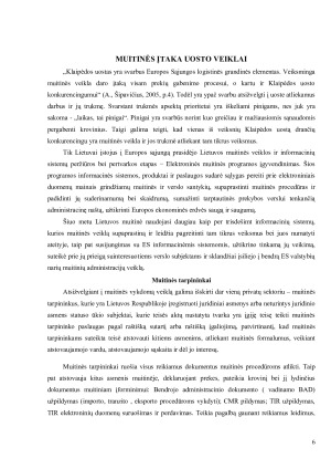 Klaipėdos teritorinė muitinė, jos funkcijos, struktūra . Muitinės įtaka uosto veiklai. Paveikslėlis 6