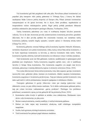 KONTEINERIŲ KROVINIŲ SRAUTAS LIETUVOJE. Paveikslėlis 8