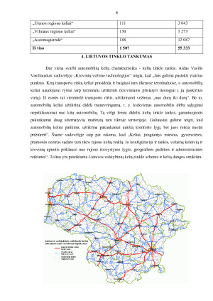 Lietuvos auto kelių ilgis, tinklo tankumas, kelių skirstymas. Tarptautinės auto magistralės. Paveikslėlis 8