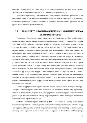 LIETUVOS TRANSPORTO IR LOGISTIKOS SEKTORIAUS KONKURENCINGUMO VERTINIMAS ES KONTEKSTE. Paveikslėlis 6