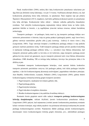 LIETUVOS TRANSPORTO IR LOGISTIKOS SEKTORIAUS KONKURENCINGUMO VERTINIMAS ES KONTEKSTE. Paveikslėlis 9