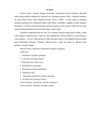 Logistika. Tarptautinės logistikos paslaugos. Paveikslėlis 2