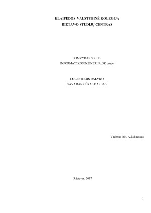 Logistikos darbas - atsargų apskaitos sistema