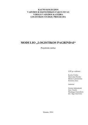 Produkto logistikos grandinės analizė