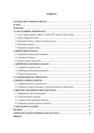 Produkto logistikos grandinės analizė. Paveikslėlis 2