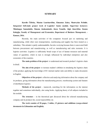 Produkto logistikos grandinės analizė. Paveikslėlis 5