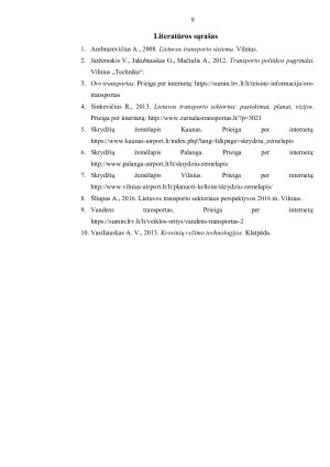 SAUSUMOS, VANDENS, ORO TRANSPORTO KRYPČIŲ IR LINIJŲ Į LIETUVĄ IR IŠ LIETUVOS APŽVALGA. Paveikslėlis 9
