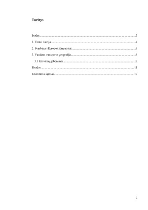 Svarbiausi Europos jūrų uostai ir vandens transporto geografija. Paveikslėlis 2