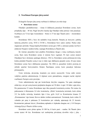 Svarbiausi Europos jūrų uostai ir vandens transporto geografija. Paveikslėlis 7