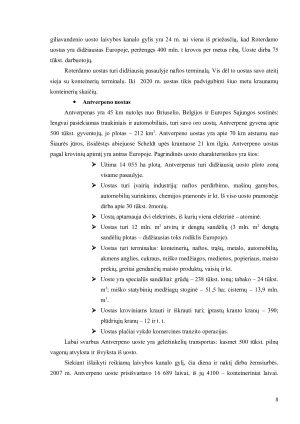 Svarbiausi Europos jūrų uostai ir vandens transporto geografija. Paveikslėlis 8