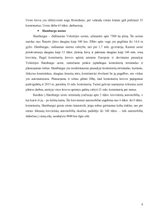 Svarbiausi Europos jūrų uostai ir vandens transporto geografija. Paveikslėlis 9