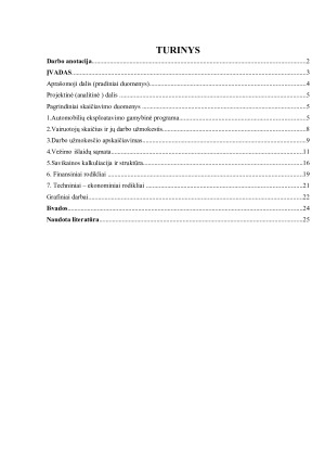 Transporto įmonės ekonominių rodiklių skaičiavimas ir analizė