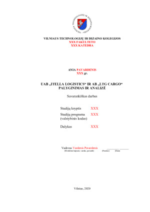 UAB „ITELLA LOGISTICS“ IR AB „LTG CARGO“. Paveikslėlis 1