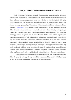 UAB „LAUKSVA“ TIEKIMOAPRŪPINIMO LOGISTIKOS ANALIZĖ. Paveikslėlis 6