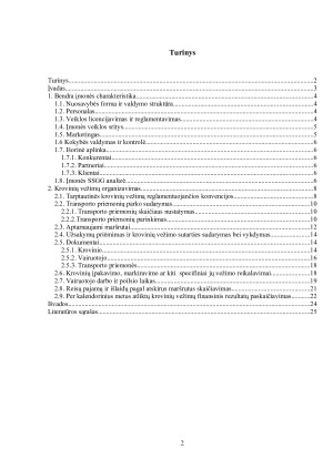 UAB „Sunkiasvoris“ krovinių vežimų organizavimas kelių transportu tarptautiniais maršrutais. Paveikslėlis 2