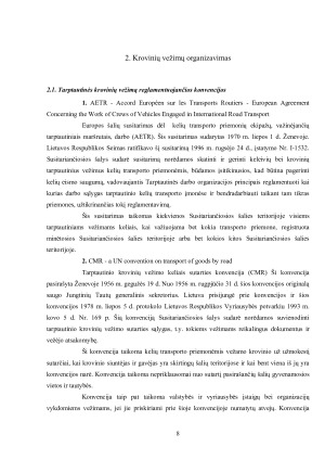 UAB „Sunkiasvoris“ krovinių vežimų organizavimas kelių transportu tarptautiniais maršrutais. Paveikslėlis 8