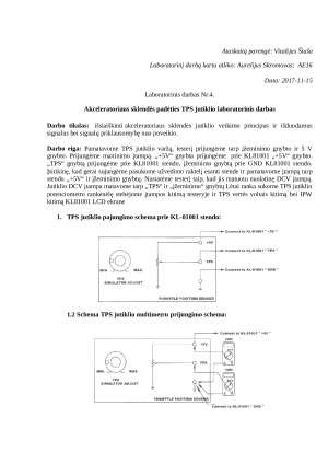 Akceleratoriaus sklendės padėties TPS jutiklio laboratorinis darbas