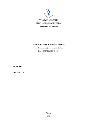 KOMUNIKACIJA - VIDINĖ IR IŠORINĖ