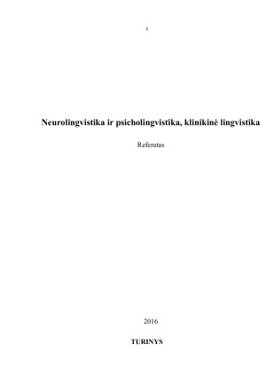 Neurolingvistika ir psicholingvistika, klinikinė lingvistika. Paveikslėlis 1