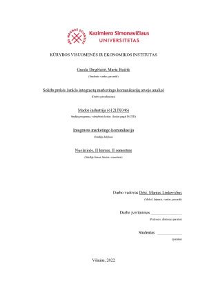 Solidu prekės ženklo integruotų marketingo komunikacijų atvejo analizė