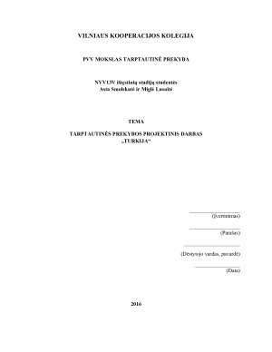 TARPTAUTINĖS PREKYBOS PROJEKTINIS DARBAS TURKIJA