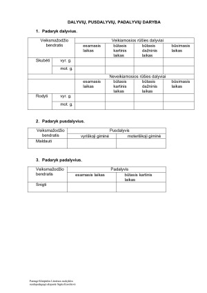 DALYVIŲ, PUSDALYVIŲ, PADALYVIŲ DARYBA. Užduotys. Paveikslėlis 6