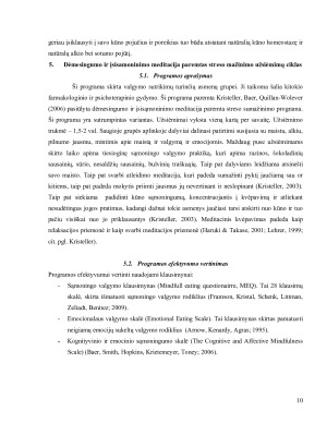 Dėmesingumo ir įsisamoninimo meditacija paremtas streso mažinimo metodas valgymo sutrikimų reabilitacijoje. Paveikslėlis 10