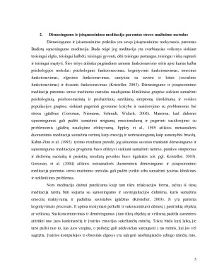 Dėmesingumo ir įsisamoninimo meditacija paremtas streso mažinimo metodas valgymo sutrikimų reabilitacijoje. Paveikslėlis 5