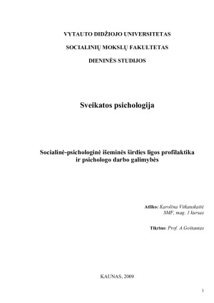 Socialinė-psichologinė išeminės širdies ligos profilaktika