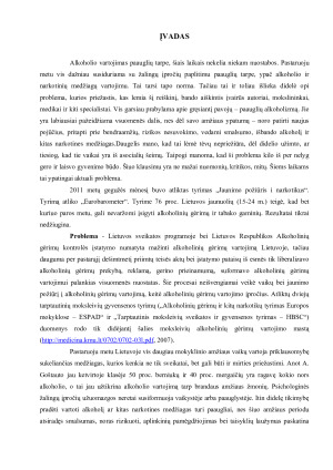 Alkoholio vartojimo priežastys paauglių tarpe ir socialinio darbuotojo pagalbos galimybės. Paveikslėlis 2