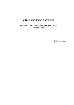 CHARAKTERIO SAVYBĖS
