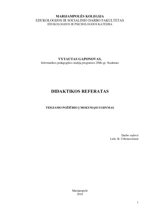 TEIGIAMO POŽIŪRIO Į MOKYMĄSI UGDYMAS