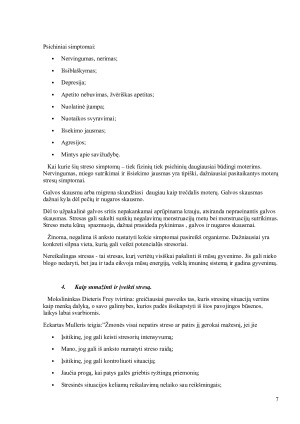 Stresų priežastys ir pasekmės, kokie būdai naudojami stresui pašalinti. Paveikslėlis 7