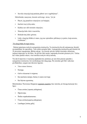 Stresų priežastys ir pasekmės, kokie būdai naudojami stresui pašalinti. Paveikslėlis 8