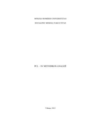 PCL – SV METODIKOS ANALIZĖ