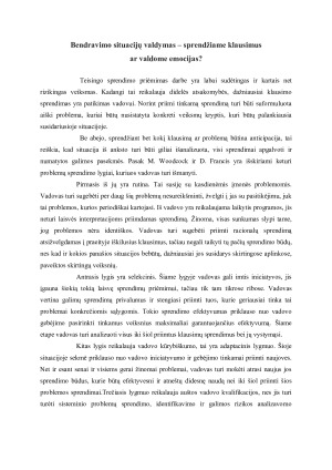 Bendravimo situacijų valdymas darbo aplinkoje - sprendimų priėmimas ar emocijų kontrolė. Paveikslėlis 2