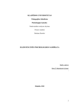 EGZISTENCINĖS PSICHOLOGIJOS SAMPRATA